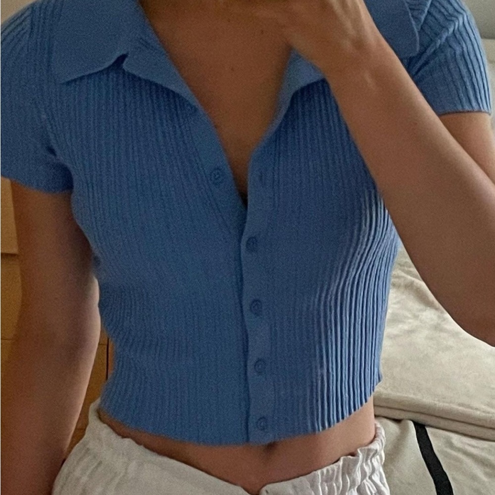 H&M Blue Button Up Top